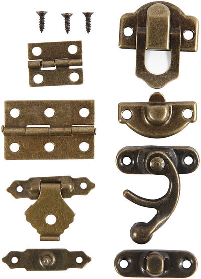 Creativ company mini fittings, dimensions 16x19-19x29.5 mm, antique gold, 15 set 1 box