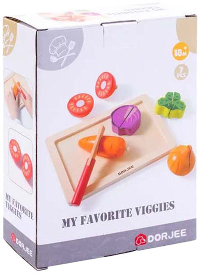 Juego de corte de verduras de madera, 7 piezas