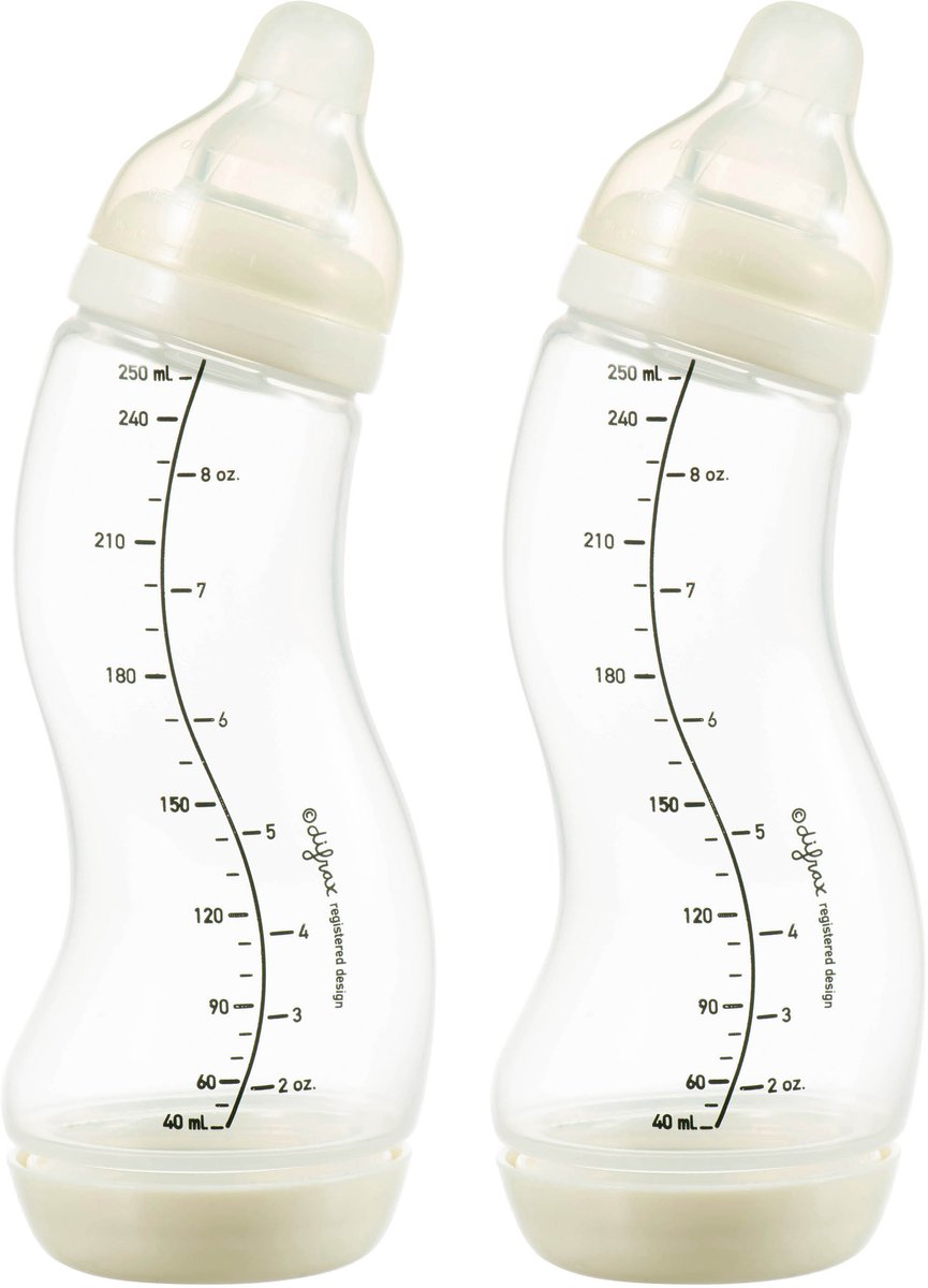 Difrax babyfles natural - 250 ml - crème - 2 stuks - s-fles - anti koliek