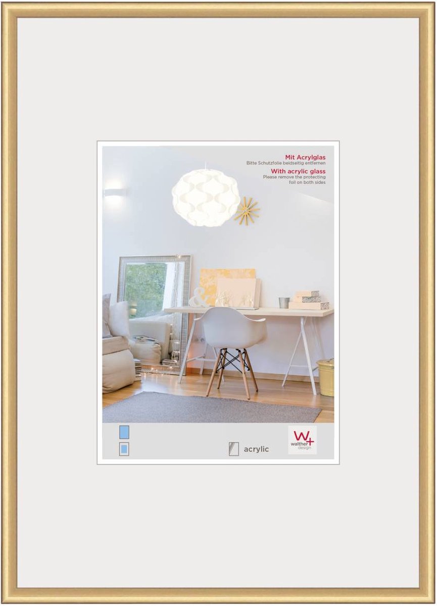 Walther new lifestyle - cornice in plastica - formato foto 50x70 cm - vetro artistico - oro