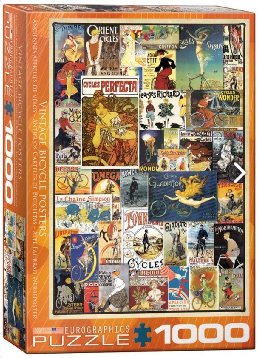 Eurographics - poster di biciclette vintage [manifesti di biciclette vintage] - 1000 pezzi 48×68 cm (l×a) - puzzle