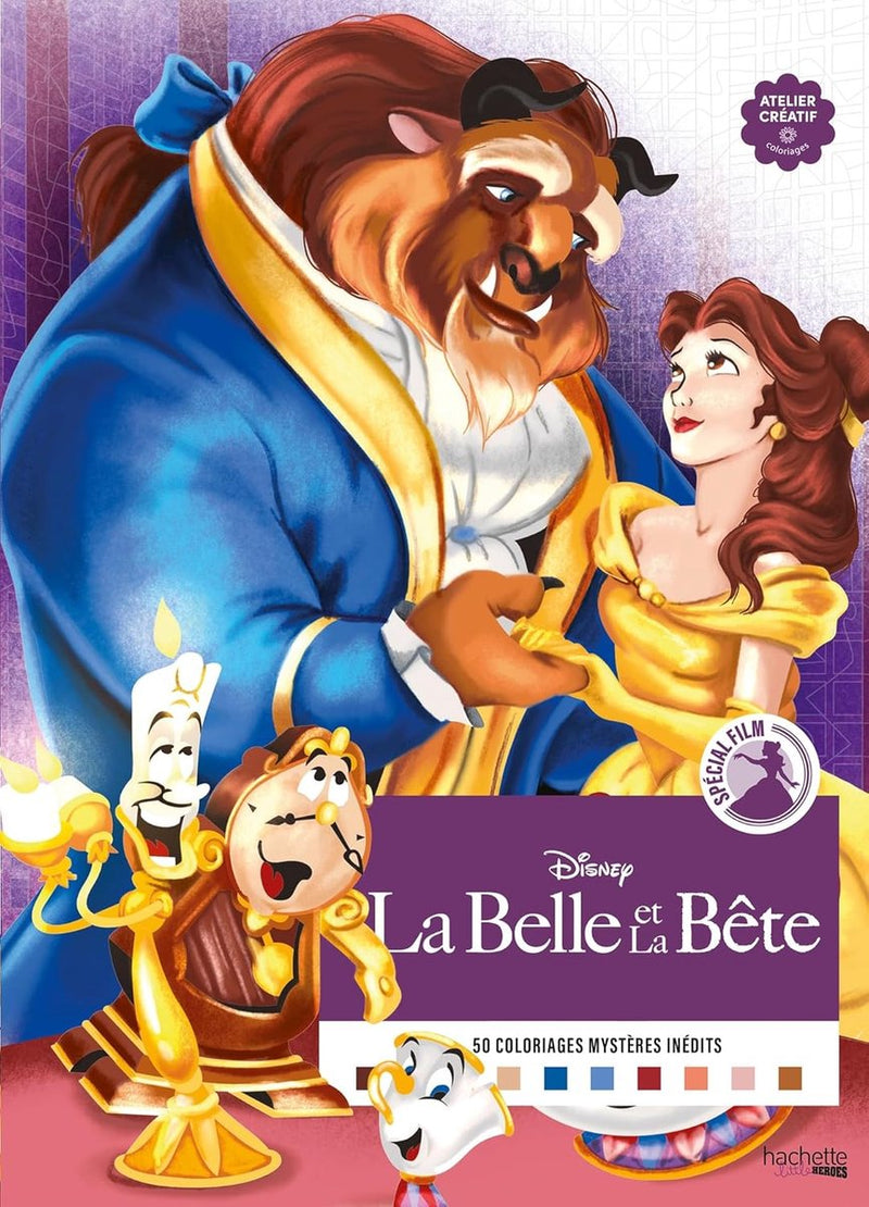 Hachette Heroes 50 coloriages mystères inédits - disney la belle et la bête - libro da colorare per adulti e bambini da colorare con i numeri