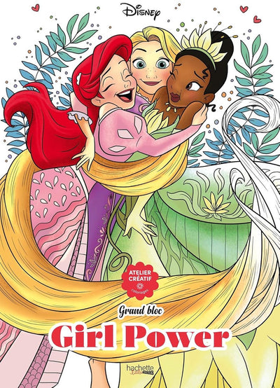 Hachette heroes grand bloc - disney girl power - coloring block for adults and children