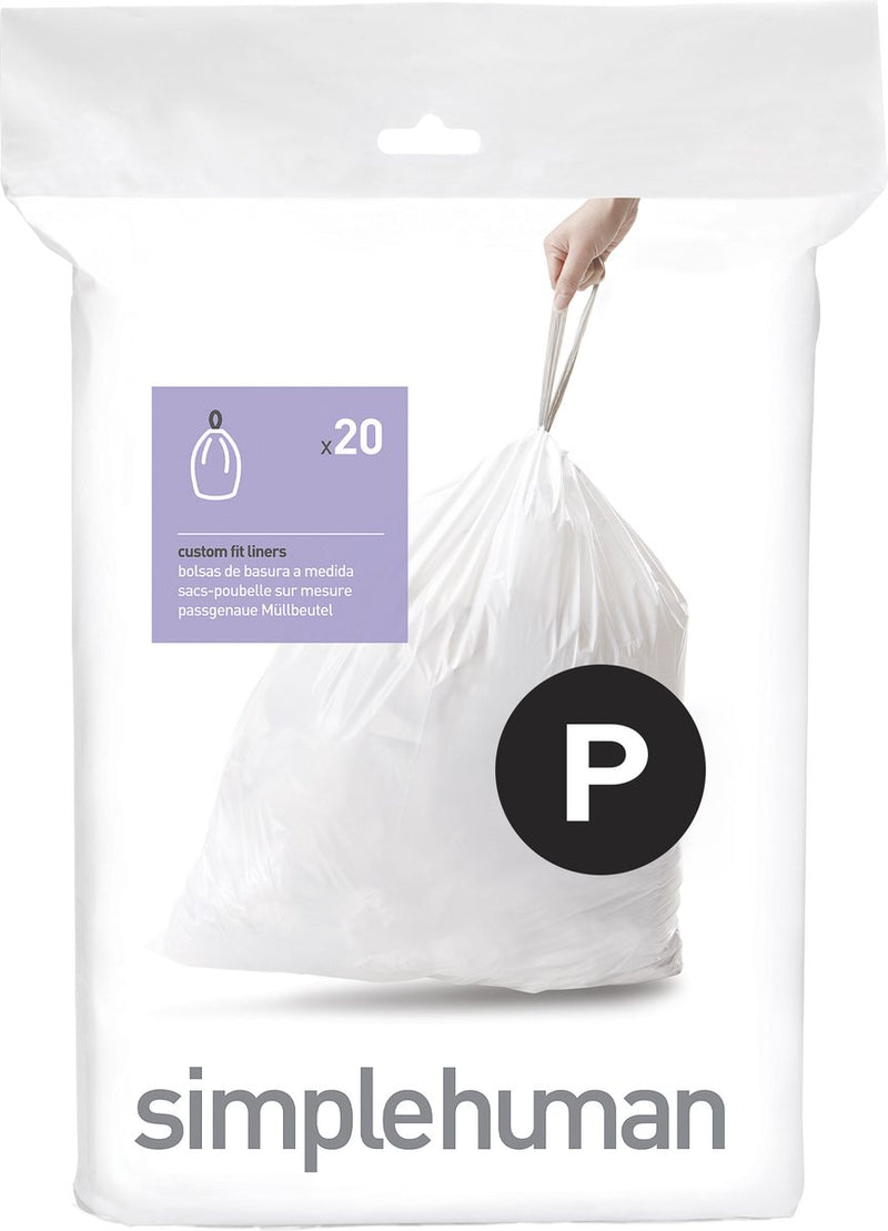 Sacchetti per rifiuti Simplehuman code p - 60 litri - 20 pezzi - con coulisse - bianco