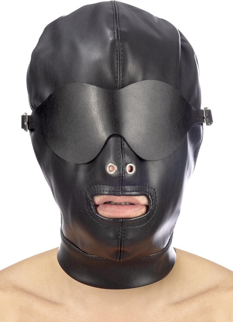 Tentazione fetish - maschera bondage - narici e bocca libere - benda rimovibile - nera