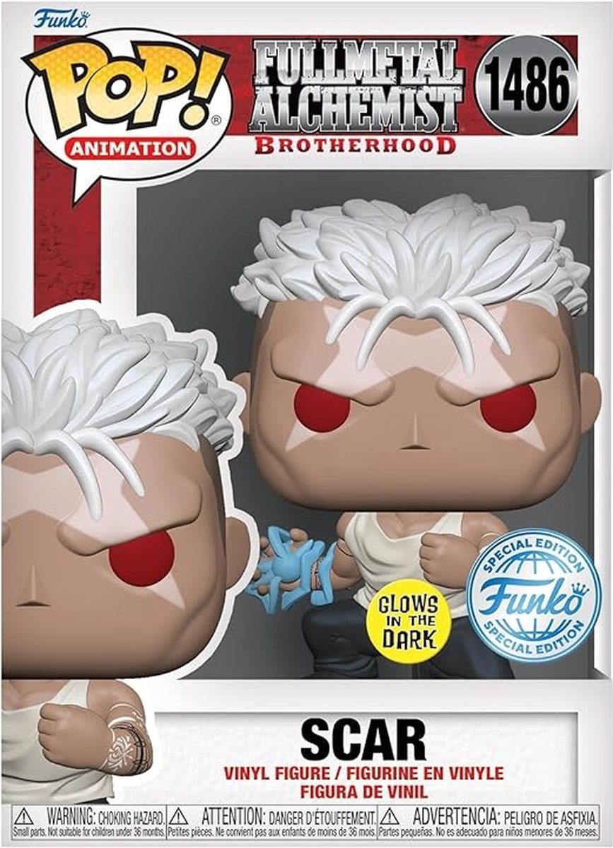 Funko pop animation: fullmetal alchemist: brotherhood - scar (glow in the dark) pop #1486