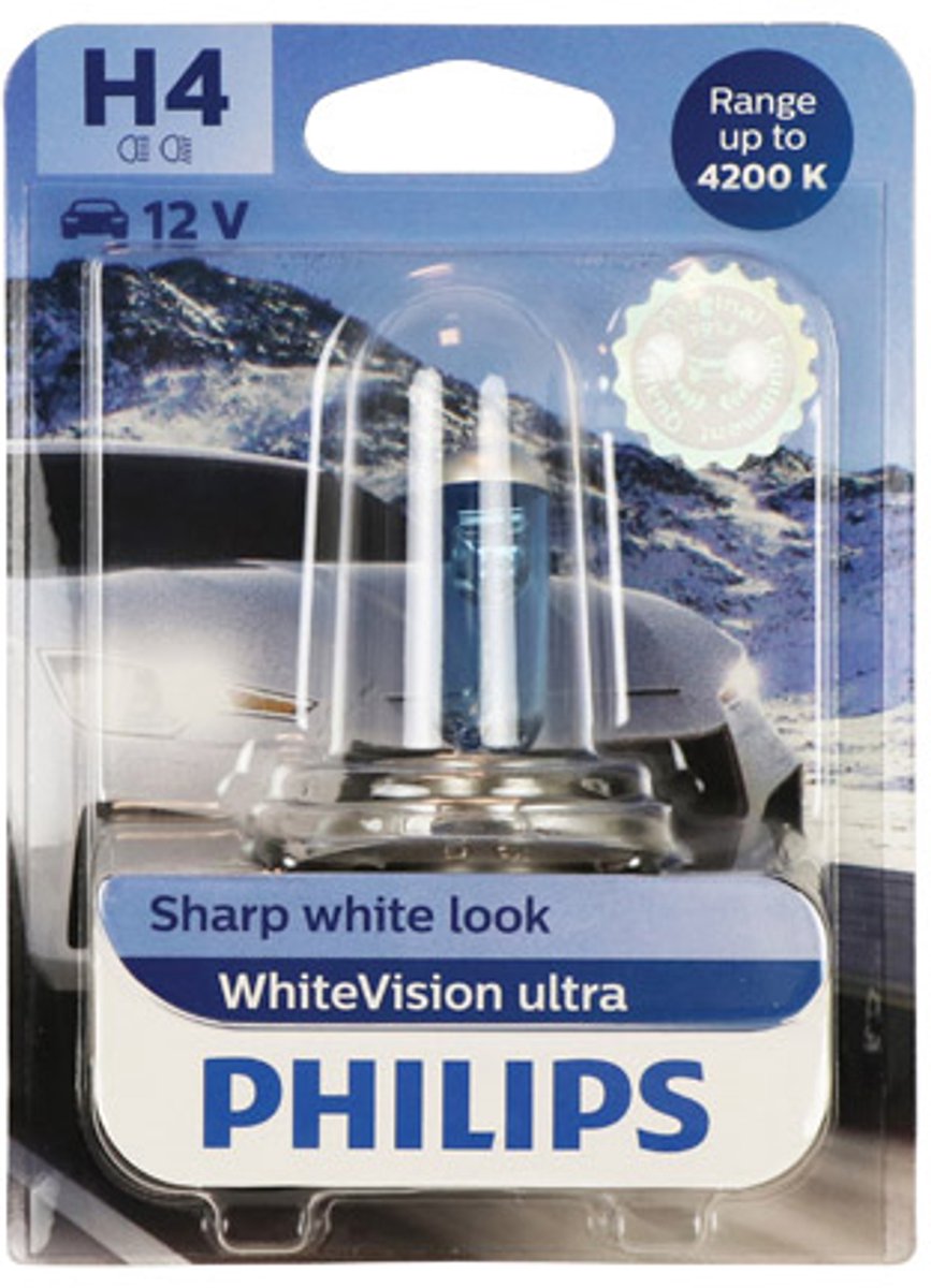 Lampada per auto Philips h4 whitevision 12v 60w bianca
