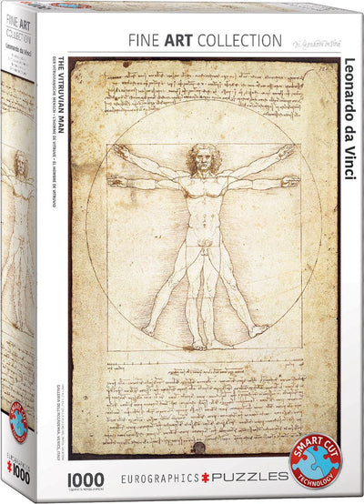 Eurographics - de verhoudingen van het menselijk lichaam volgens vitruvius [le proporzioni del corpo umano secondo vitruvio] - leonardo da vinci - 1000 stukjes 48×68cm (b×h) - legpuzzel