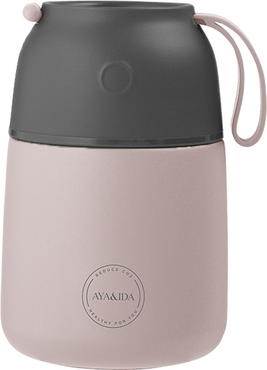 Aya ida - foodie - termo - recipiente para comida - 500ml - rosa suave