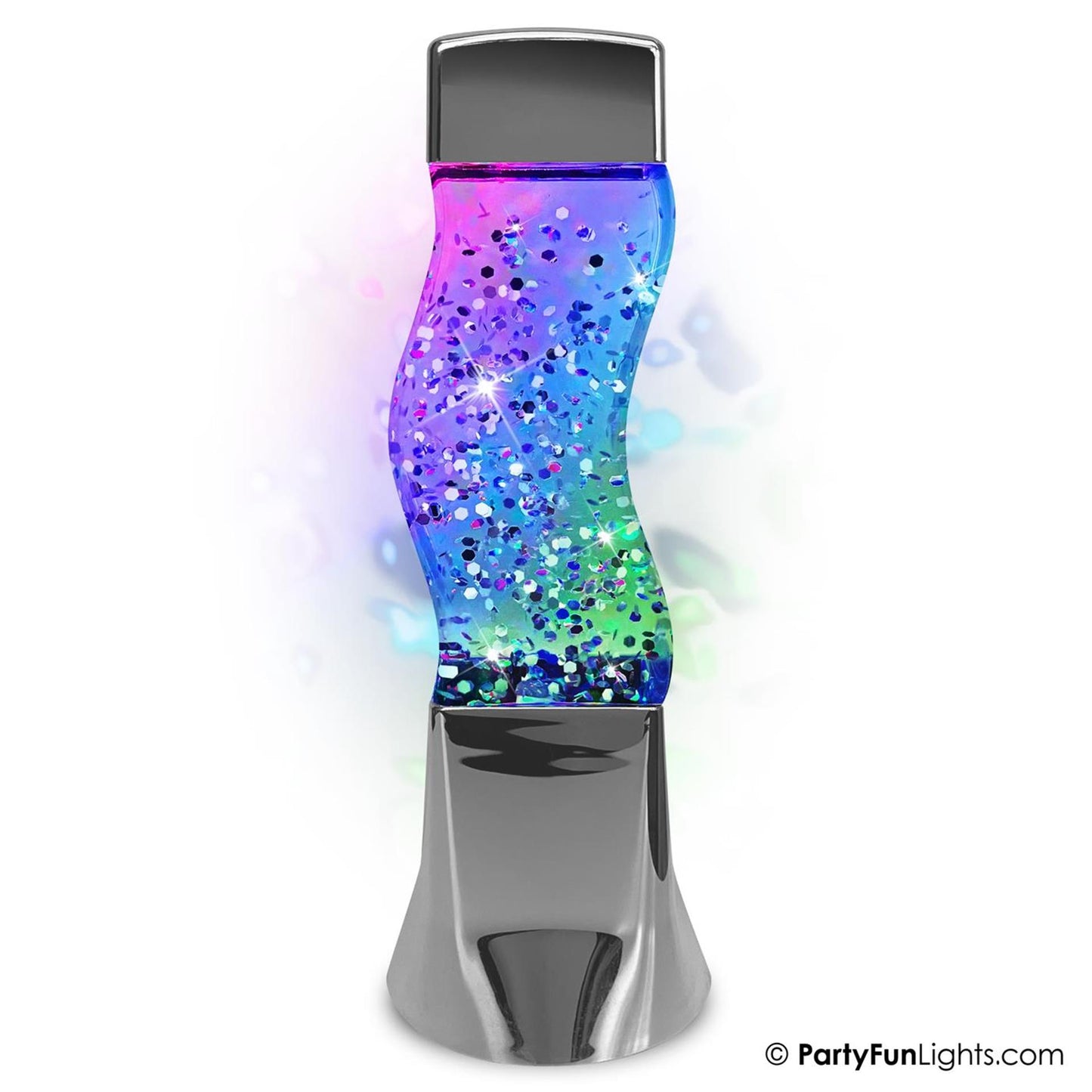 Lampada da tavolo con luci Partyfun, led glitterati che cambiano colore