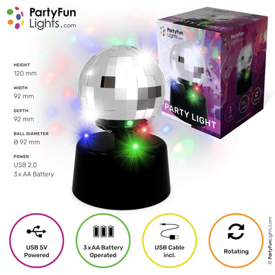 Lampada da tavolo con luci Partyfun, mini specchio, discoteca, led, rotazione