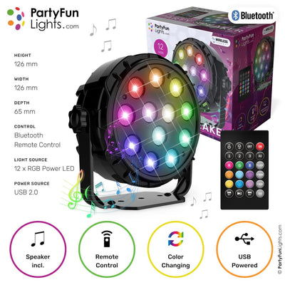 Partyfun enciende el altavoz Bluetooth 12x LED de encendido