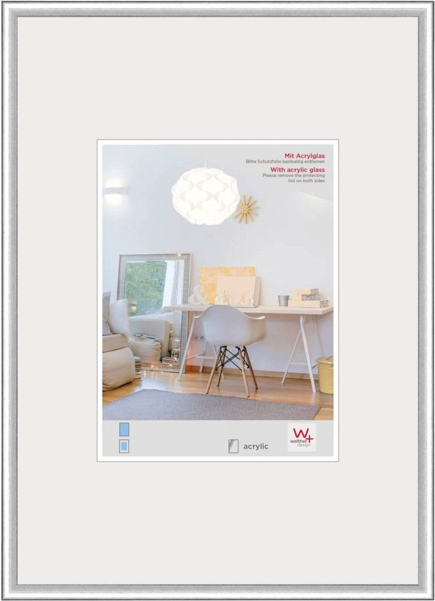 Walther nuovo stile di vita - cornice in plastica - formato foto 42x59,4 cm (DIN A2) - argento