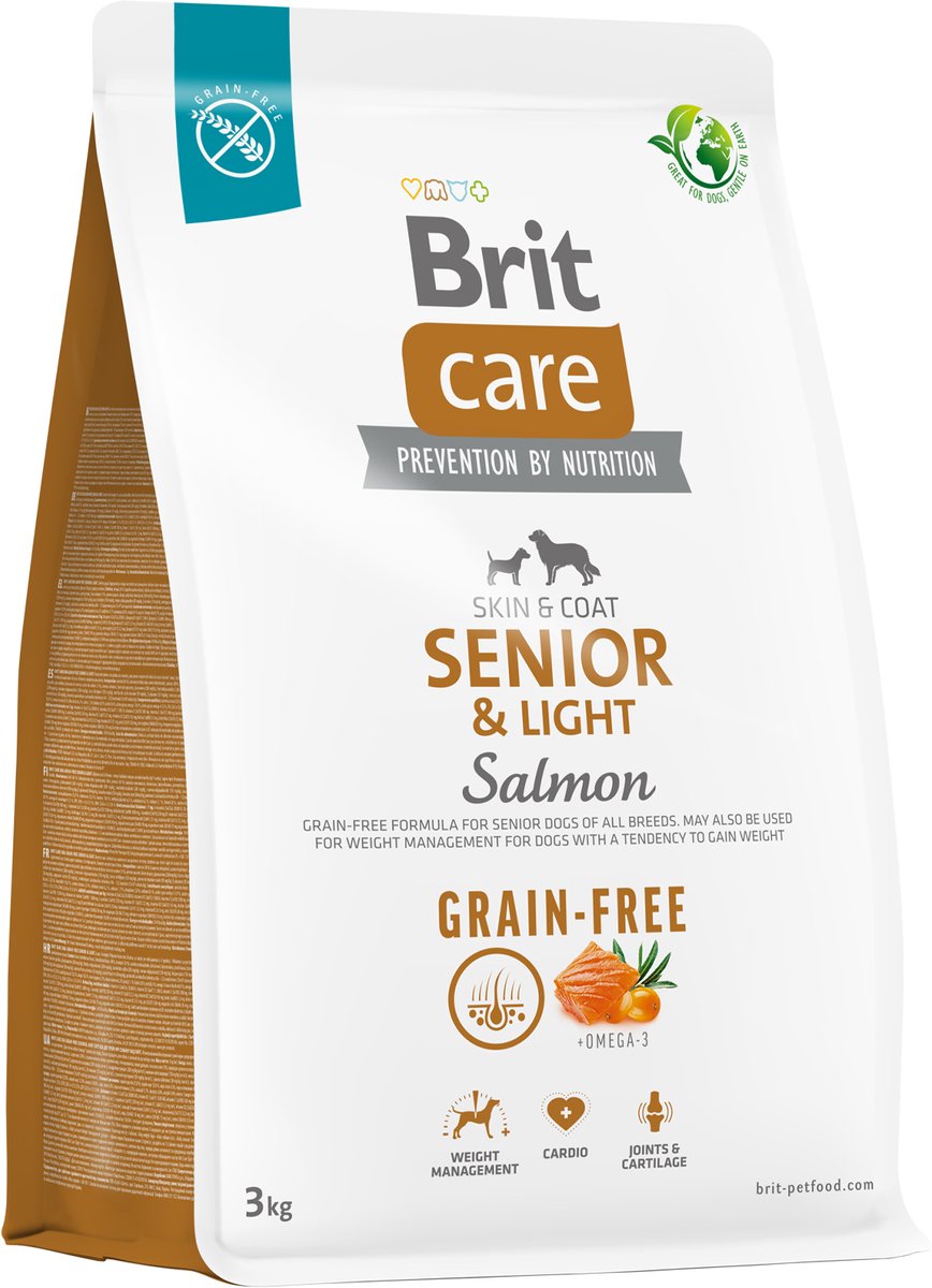 Brit care senza cereali - cibo secco per cani - senior light - salmone - senza cereali - 12 kg