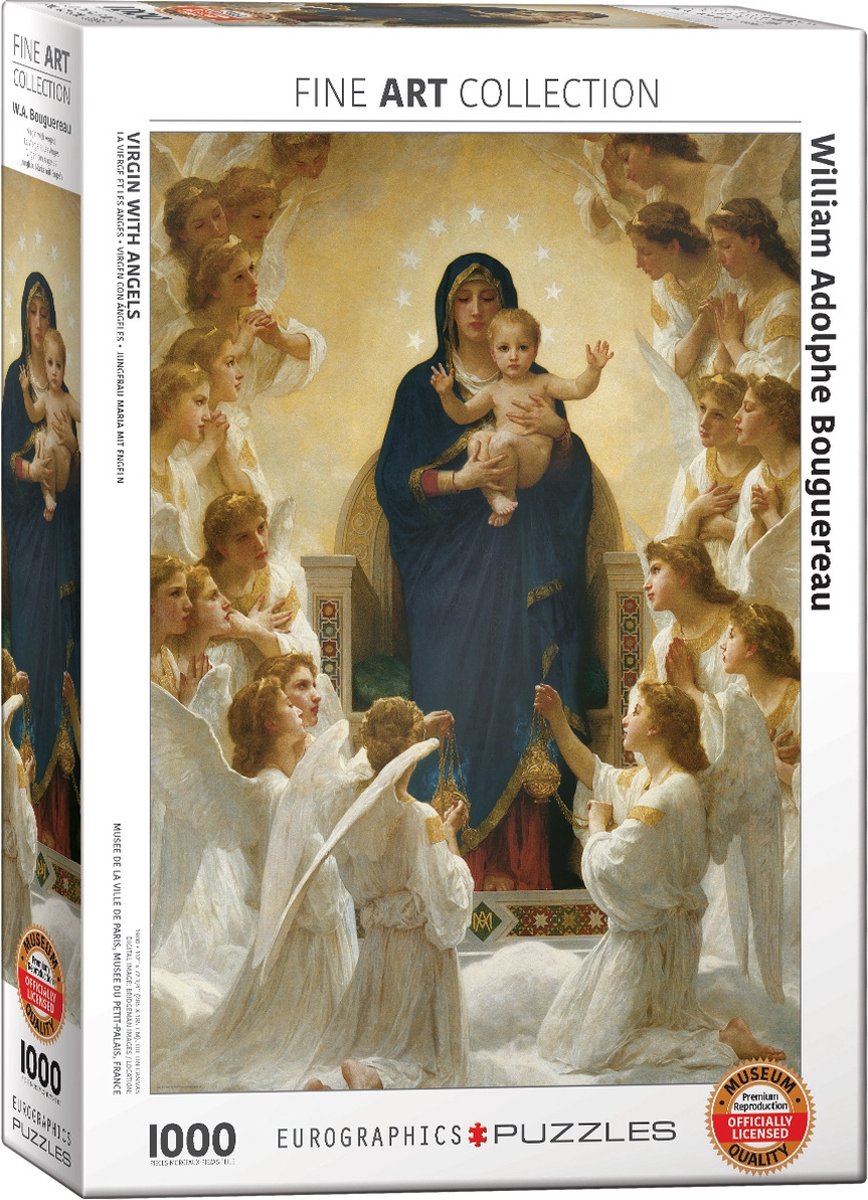Eurographics - virgen con ángeles [vierge aux anges] - william adolphe bouguereau - 1000 piezas 48×68cm (w×h) - rompecabezas de bellas artes