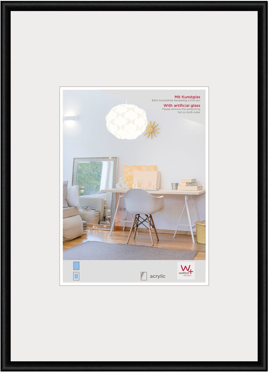Walther new lifestyle - cornice in plastica - formato foto 30x40 cm - vetro artistico - nero