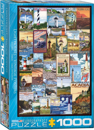 Eurographics - carteles antiguos de faros [carteles antiguos de faros] - 1000 piezas 48×68cm (ancho×alto) - rompecabezas