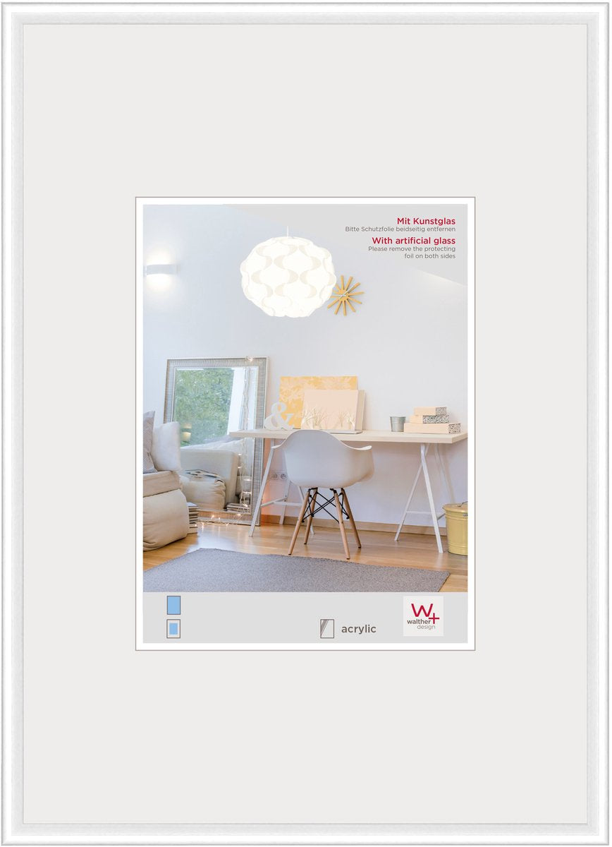 Walther new lifestyle - cornice in plastica - formato foto 20x30 cm - vetro artistico - bianco