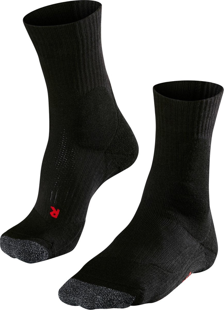 Falke te2 calcetines de tenis de material funcional de algodón anti-ampollas hombres negro - talla 39-41