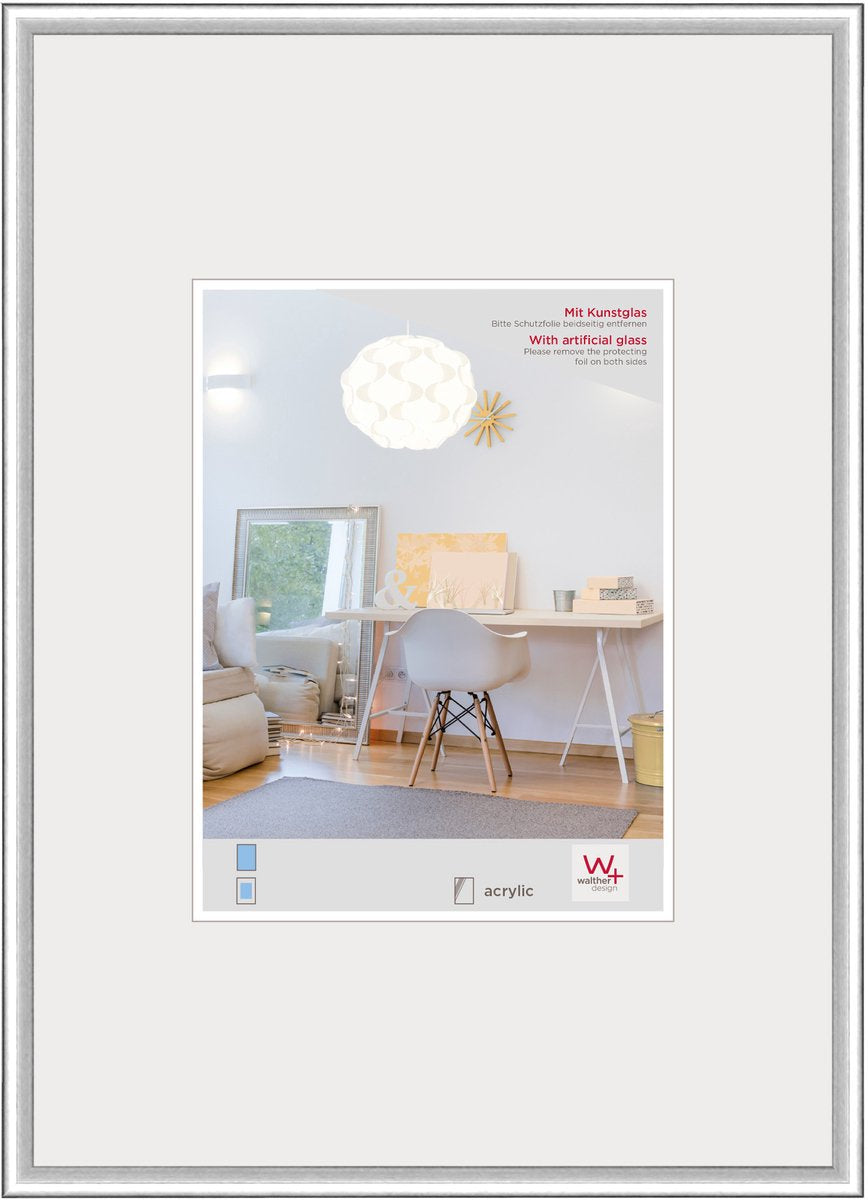 Walther new lifestyle - cornice in plastica - formato foto 30x40 cm - vetro artistico - argento