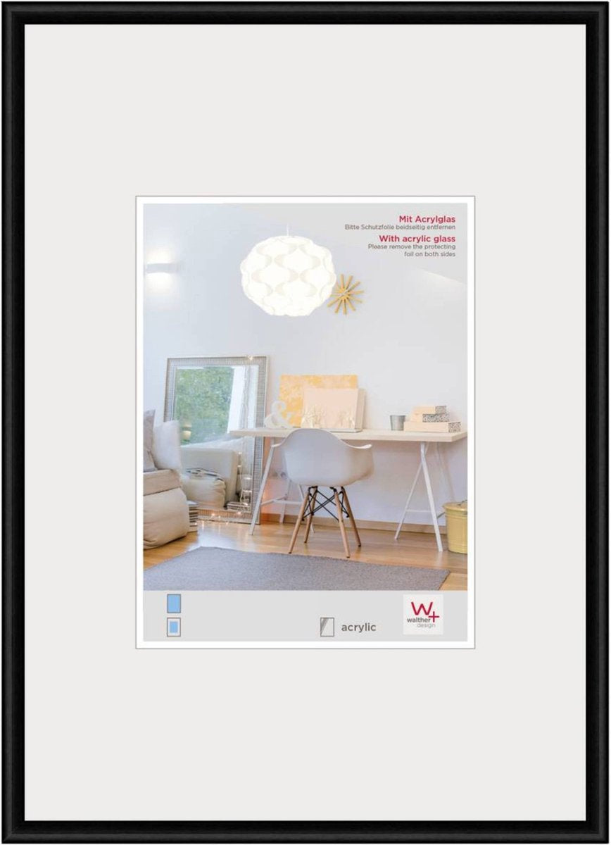 Walther nuovo stile di vita - cornice in plastica - formato foto 42x59,4 cm (DIN A2) - nero