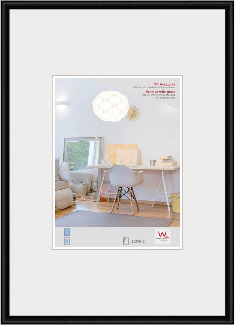 Walther nuovo stile di vita - cornice in plastica - formato foto 42x59,4 cm (DIN A2) - nero