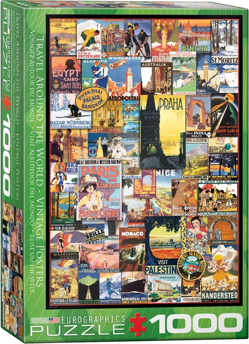 Eurographics - carteles antiguos de viajes alrededor del mundo [carteles antiguos de viajes alrededor del mundo] - 1000 piezas 48×68cm (ancho×alto) - rompecabezas