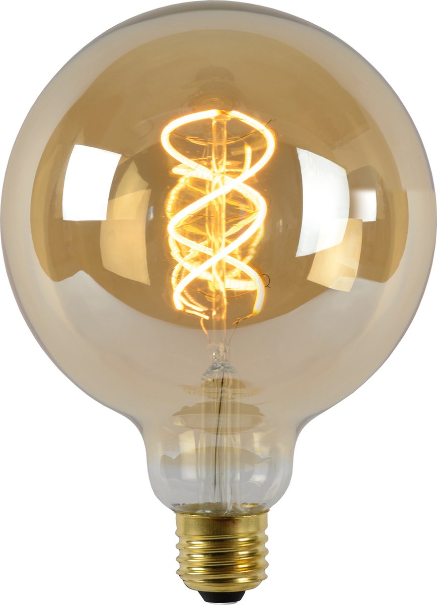 Lucide g125 - filament lamp - ø 12,5 cm - led dimbaar - e27 - 1x4,9w 2200k - amber