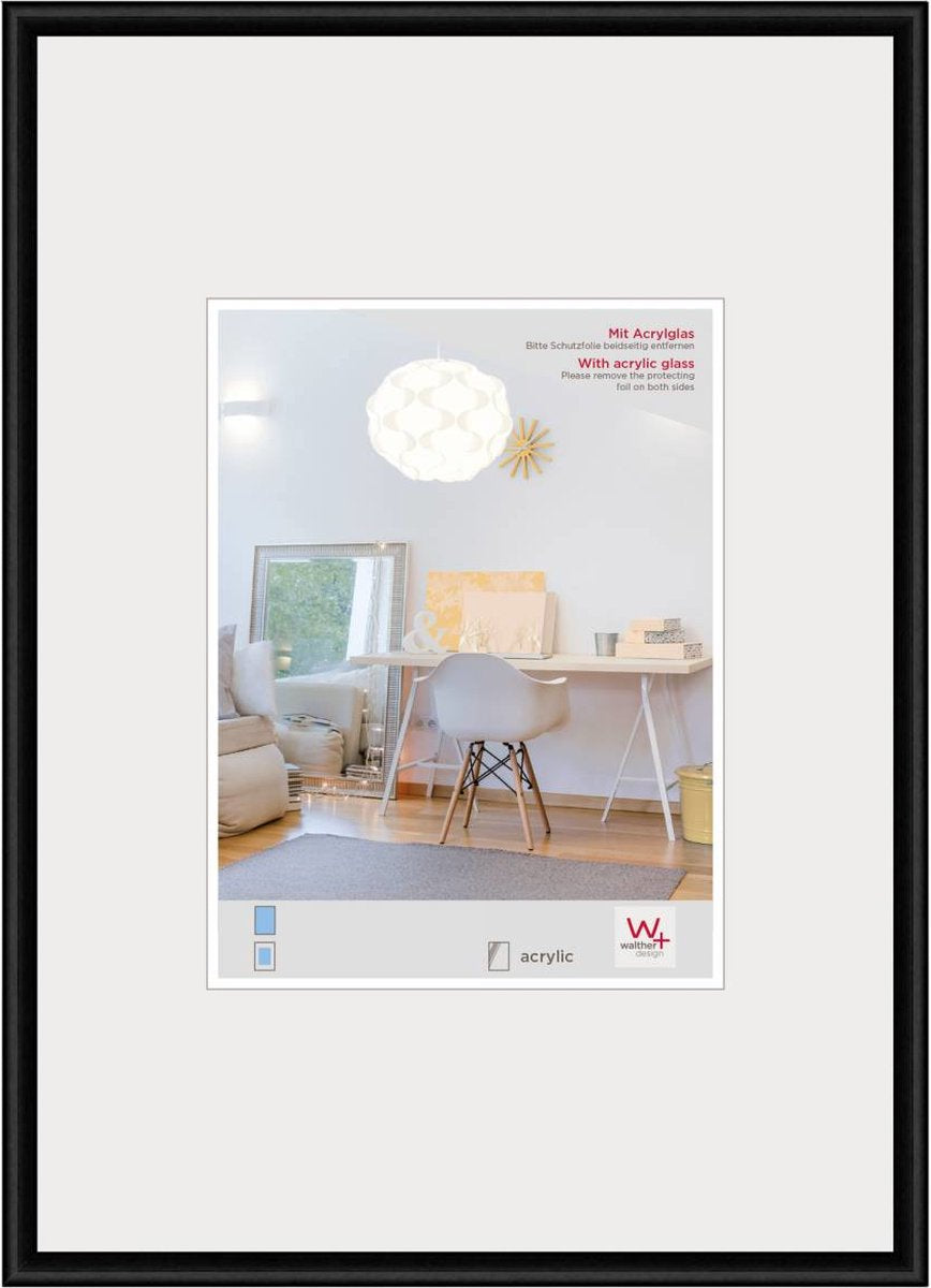 Walther new lifestyle - cornice in plastica - formato foto 50x70 cm - vetro artistico - nero