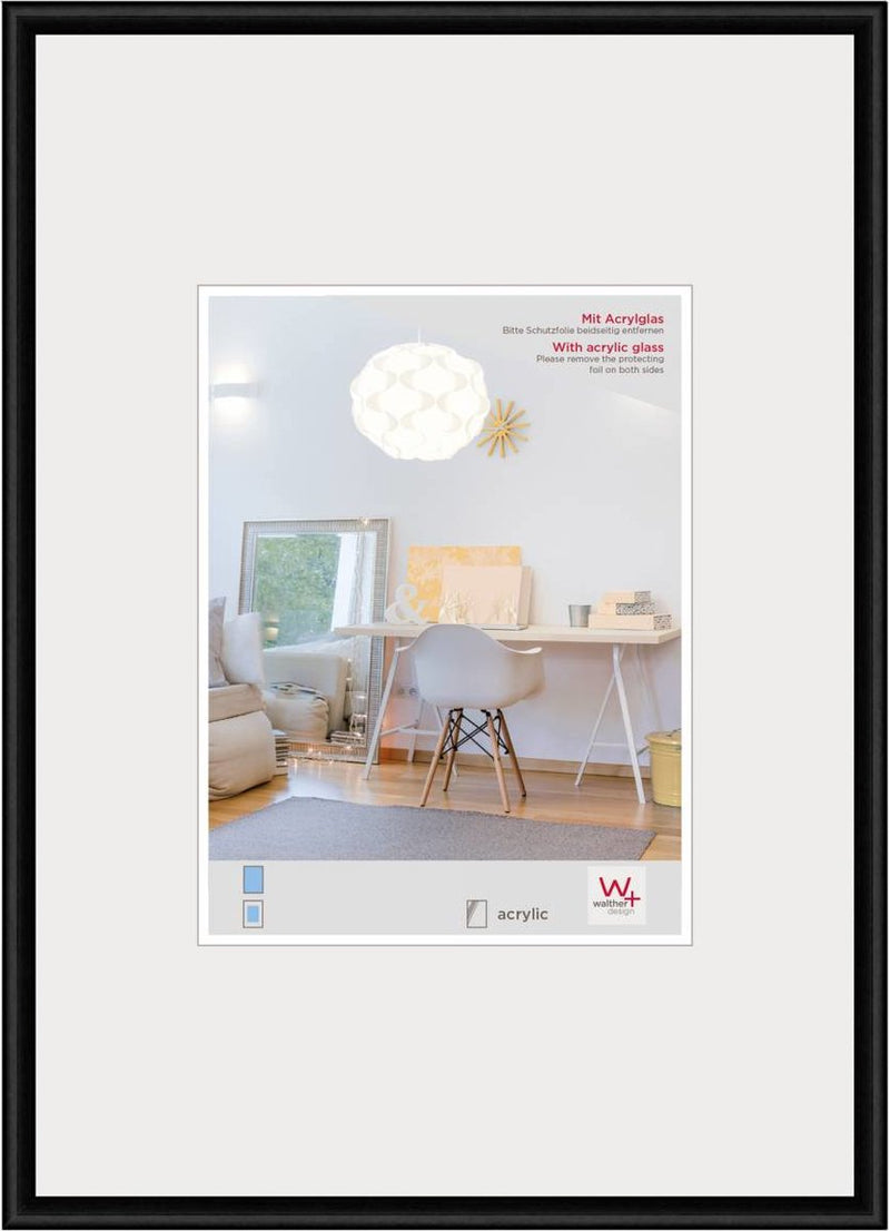 Walther new lifestyle - cornice in plastica - formato foto 50x70 cm - vetro artistico - nero