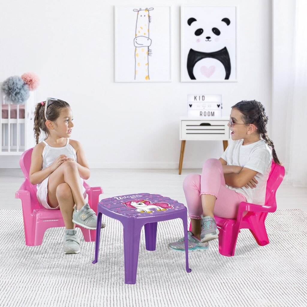 Dolu Dolu Unicornio rosa con sillas