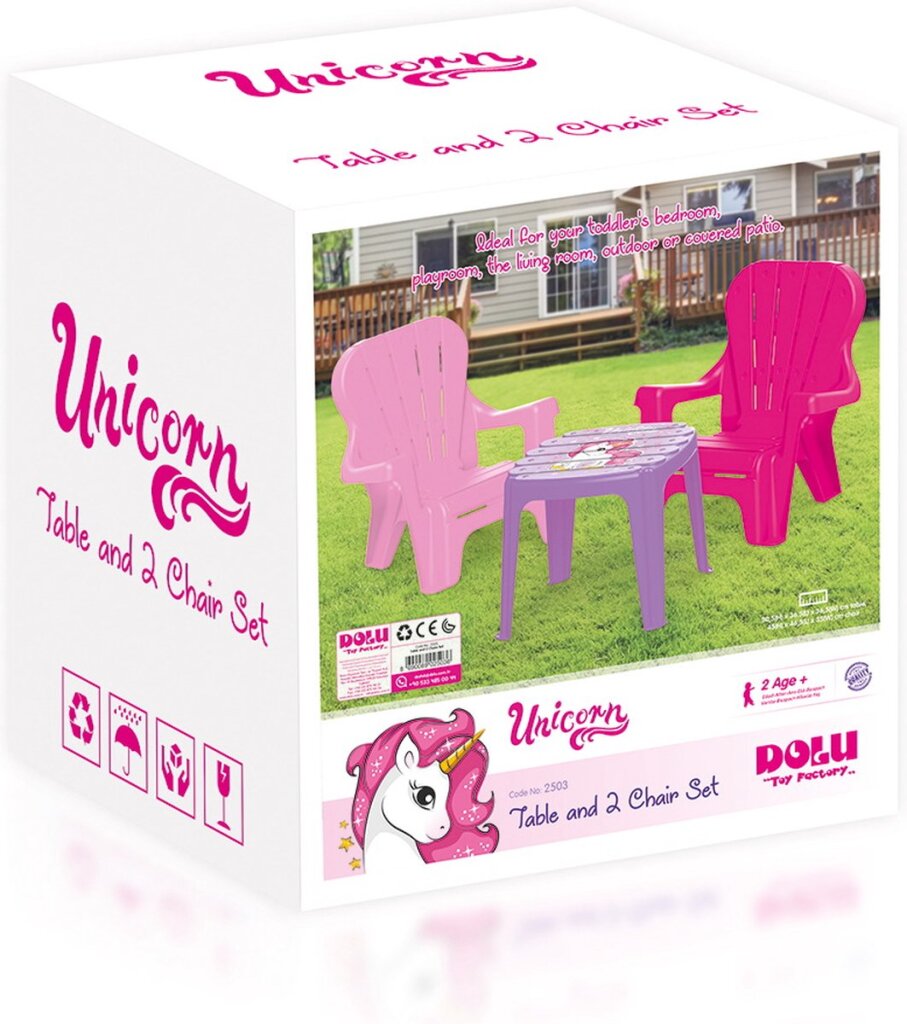 Dolu Dolu Unicornio rosa con sillas