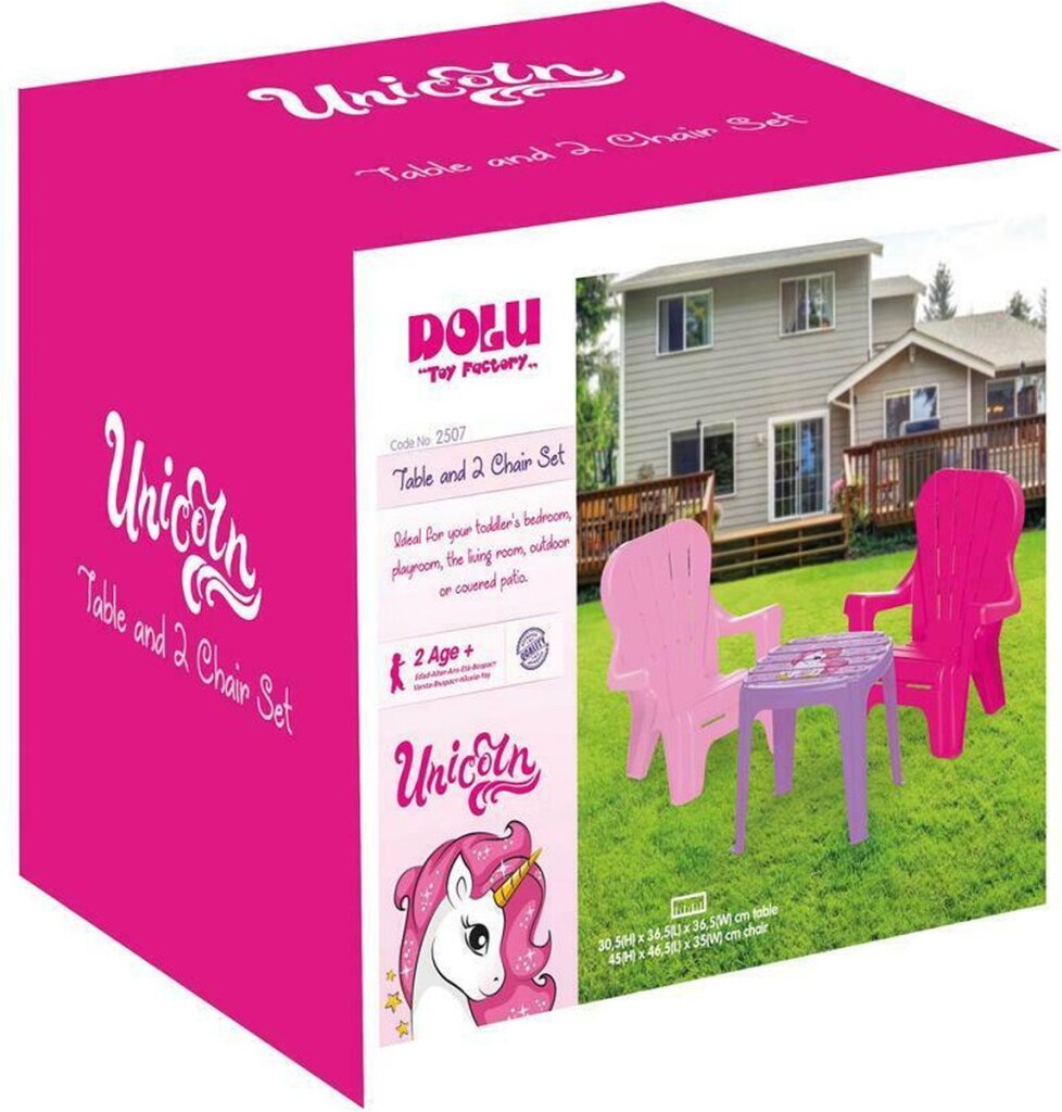 Dolu Dolu Unicornio rosa con sillas