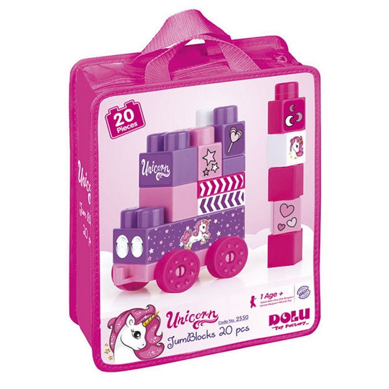 Dolu Dolu Unicorn Jumblocks Train con 20 cuadras de rosa