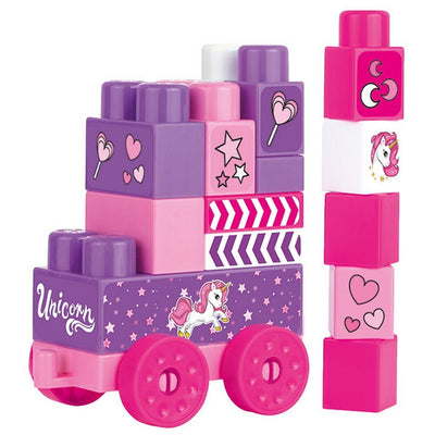 Dolo dolo unicorno jumblocks treno con 20 blocchi di rosa