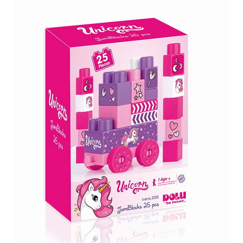 Dolu Dolu Unicorn Jumblocks Train con 25 bloques de rosa