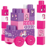 Dolu Dolu Unicorn Jumblocks Train con 25 bloques de rosa - afbeelding 2