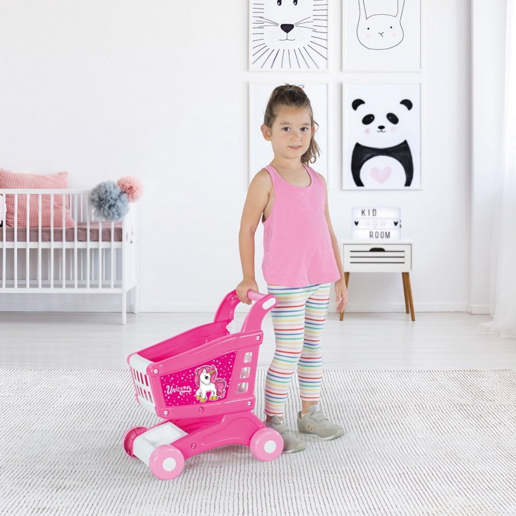 Carro de compras de unicornio dolu dolu rosa