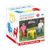 Dolu tafel met 2 stoelen blauw rood geel