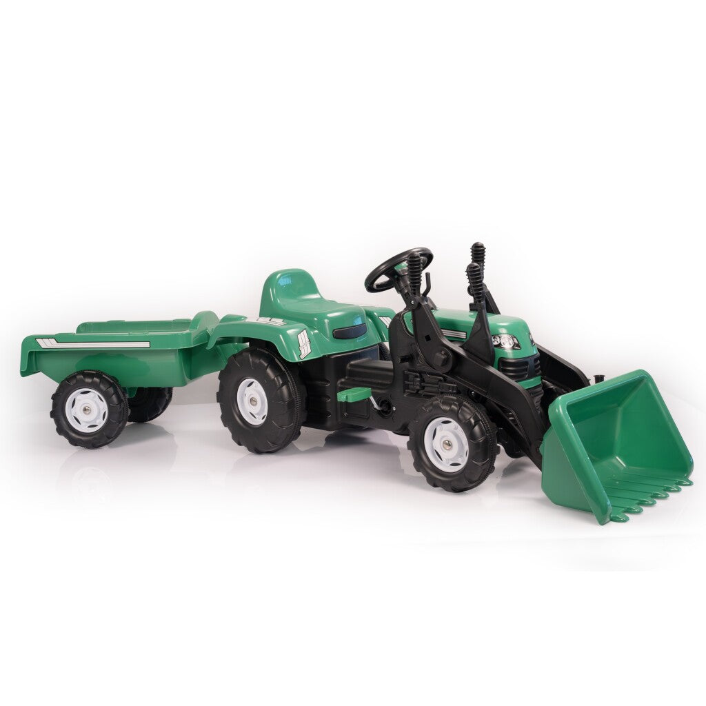 Dolu Dolu Pedal Tractor Excavator + Trailer Green