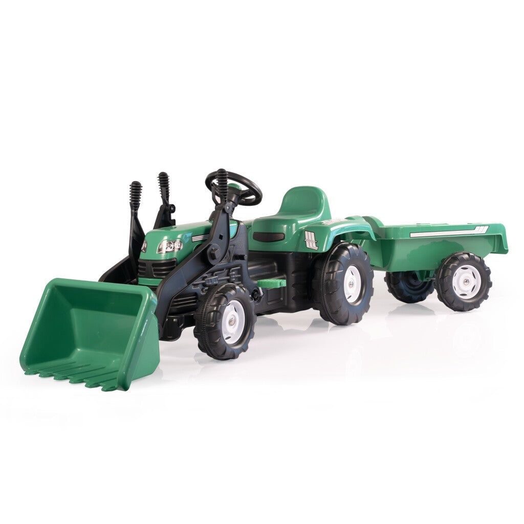 Dolu Dolu Pedal Tractor Excavator + Trailer Green