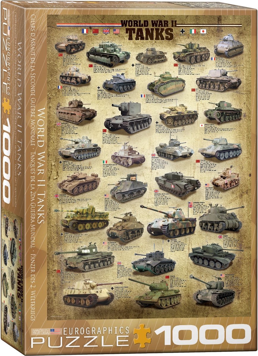 Eurographics - tweede wereldoorlog tanks [world war ii tanks] - 1000 stukjes 48×68cm (b×h) - legpuzzel