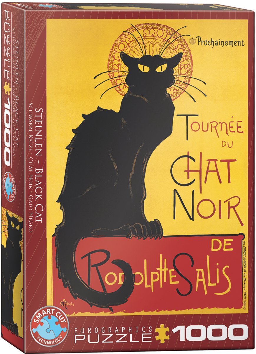 Eurographics - chat noir - theophile alexandre steinlen - 1000 pezzi 48×68 cm (l×a) - puzzle d'arte