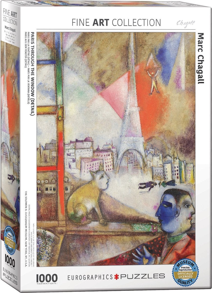 Eurographics - parigi attraverso la finestra [paris à travers la fenêtre] - marc chagall - 1000 pezzi 48×68 cm (l×a) - puzzle d'arte