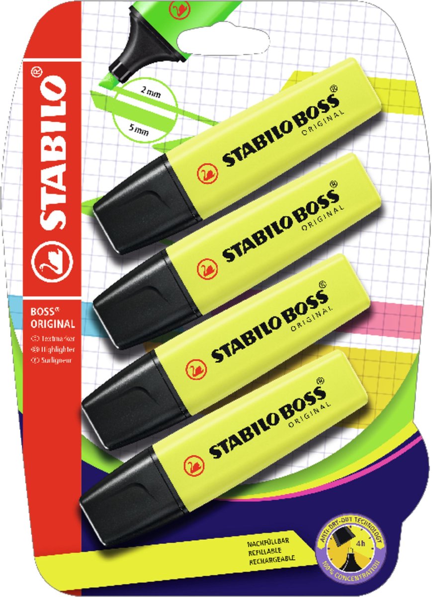Stabilo boss original highlighters yellow - 4 pcs.