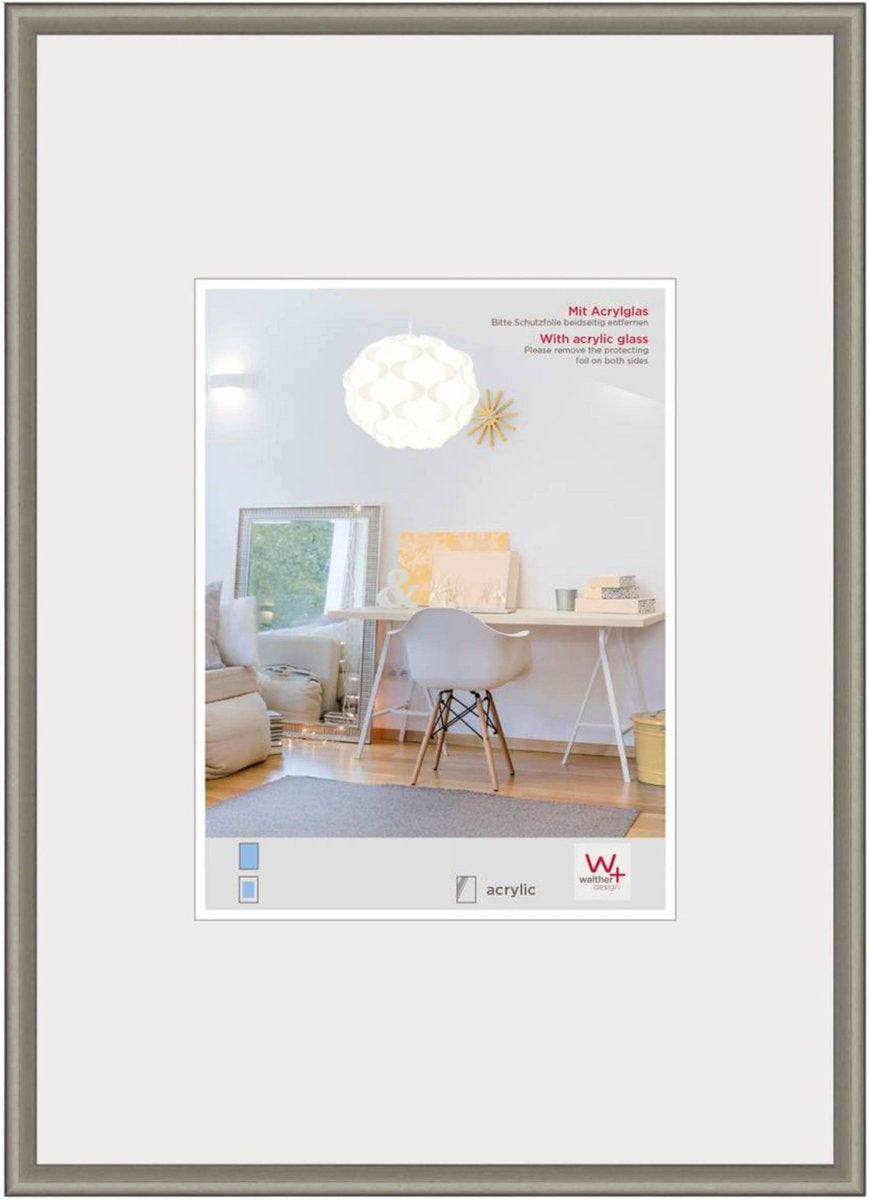 Walther nuovo stile di vita - cornice in plastica - formato foto 42x59,4 cm (DIN A2) - acciaio