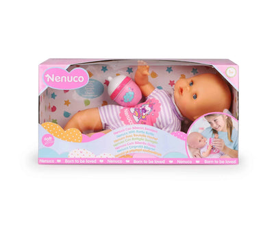 Nenuco babypop con un cuerpo suave púrpura de aproximadamente 32 cm de tamaño