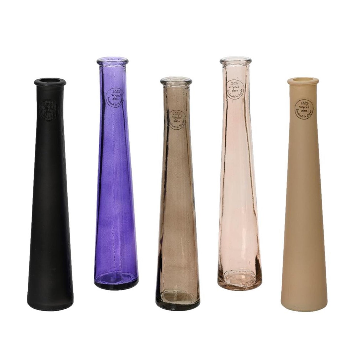 Decoris vaas recycled glas h32cm 5 assorti