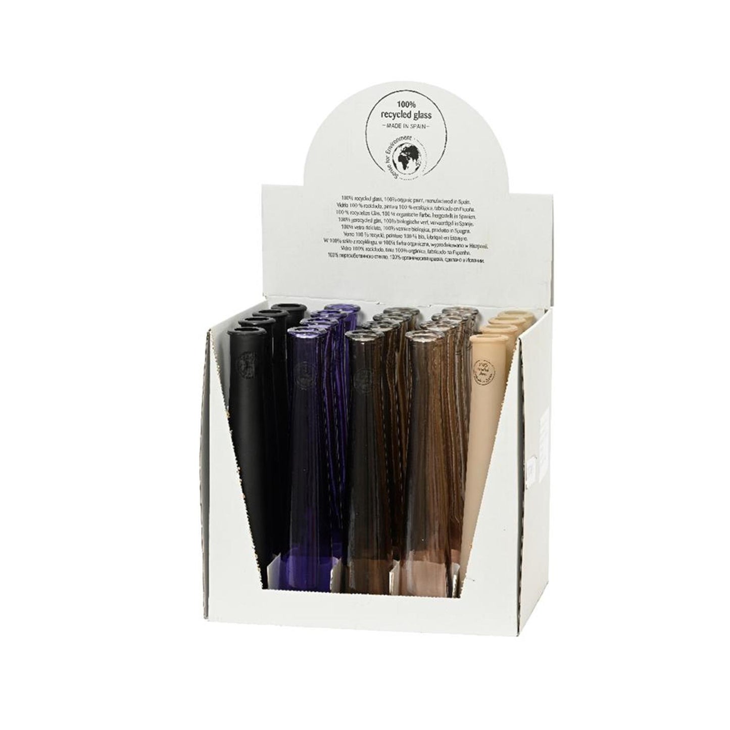 Decoris vaas recycled glas h32cm 5 assorti