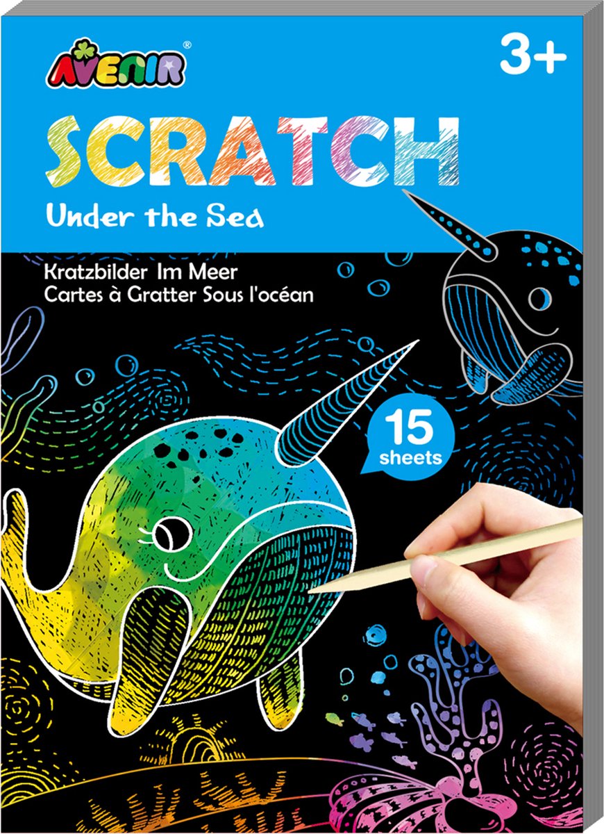 Avenir Scratch Art Book mini A6 - nel profondo del mare - 15 pagine - 3 anni